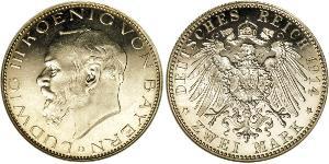 2 Mark Kingdom of Bavaria (1806 - 1918) Silver Ludwig III of Bavaria (1845 – 1921)