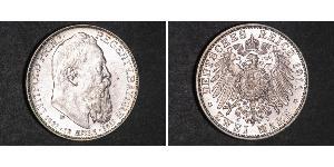 2 Mark Kingdom of Bavaria (1806 - 1918) Silver Otto of Bavaria (1848 – 1916)