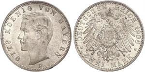 2 Mark Kingdom of Bavaria (1806 - 1918) Silver Otto of Bavaria (1848 – 1916)