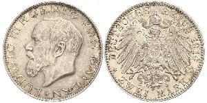 2 Mark Kingdom of Bavaria (1806 - 1918) Silver Ludwig III of Bavaria (1845 – 1921)