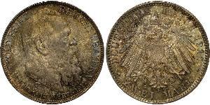 2 Mark Kingdom of Bavaria (1806 - 1918) Silver Otto of Bavaria (1848 – 1916)