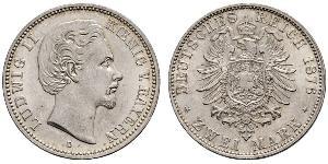 2 Mark Kingdom of Bavaria (1806 - 1918) Silver Ludwig II of Bavaria (1845 – 1886)