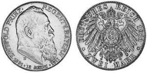2 Mark Kingdom of Bavaria (1806 - 1918) Silver Otto of Bavaria (1848 – 1916)
