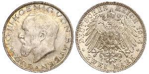 2 Mark Kingdom of Bavaria (1806 - 1918) Silver Ludwig III of Bavaria (1845 – 1921)