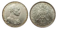 2 Mark Kingdom of Prussia (1701-1918) Silver Wilhelm II, German Emperor (1859-1941)