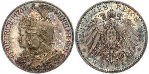 2 Mark Kingdom of Prussia (1701-1918) Silver Wilhelm II, German Emperor (1859-1941)
