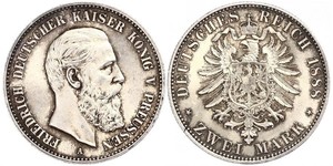 2 Mark Kingdom of Prussia (1701-1918) Silver Frederick III, German Emperor (1831-1888)