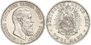 2 Mark Kingdom of Prussia (1701-1918) Silver Frederick III, German Emperor (1831-1888)