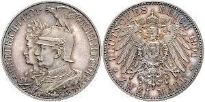 2 Mark Kingdom of Prussia (1701-1918) Silver Wilhelm II, German Emperor (1859-1941)