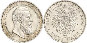2 Mark Kingdom of Prussia (1701-1918) Silver Frederick III, German Emperor (1831-1888)