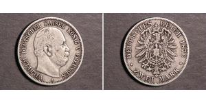 2 Mark Kingdom of Prussia (1701-1918) Silver Wilhelm I, German Emperor (1797-1888)