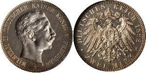 2 Mark Kingdom of Prussia (1701-1918) Silver Wilhelm II, German Emperor (1859-1941)