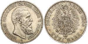 2 Mark Kingdom of Prussia (1701-1918) Silver Frederick III, German Emperor (1831-1888)