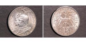 2 Mark Kingdom of Prussia (1701-1918) Silver Wilhelm II, German Emperor (1859-1941)