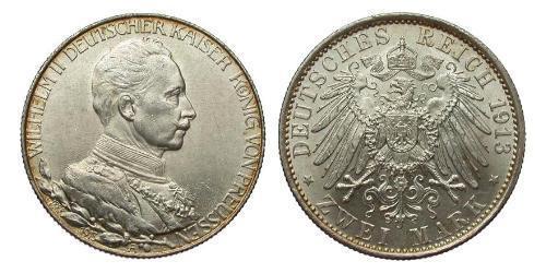 2 Mark Kingdom of Prussia (1701-1918) Silver Wilhelm II, German Emperor (1859-1941)
