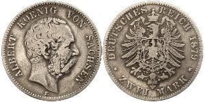 2 Mark Kingdom of Saxony (1806 - 1918) Silver Albert of Saxony