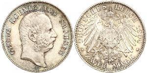 2 Mark Kingdom of Saxony (1806 - 1918) Silver George, King of Saxony
