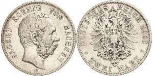 2 Mark Kingdom of Saxony (1806 - 1918) Silver Albert of Saxony