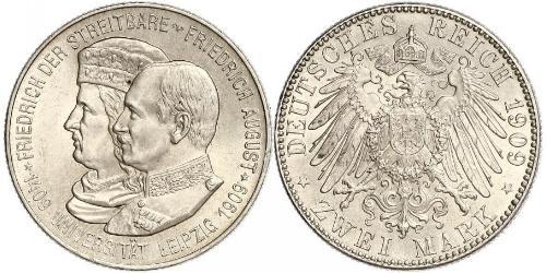 2 Mark Kingdom of Saxony (1806 - 1918) Silver Frederick Augustus III of Saxony (1865-1932)