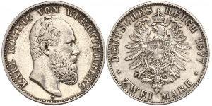 2 Mark Kingdom of Württemberg (1806-1918) Silver Charles I of Württemberg