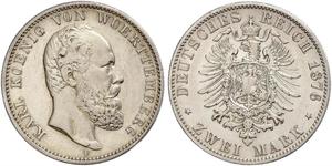 2 Mark Kingdom of Württemberg (1806-1918) Silver Charles I of Württemberg