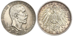 2 Mark Schwarzburg-Sondershausen (1599-1920) Silver 