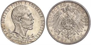 2 Mark Schwarzburg-Sondershausen (1599-1920) Silver 