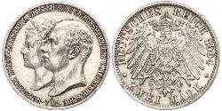 2 Mark Duchy of Mecklenburg-Schwerin (1352-1918) 銀 Frederick Francis IV, Grand Duke of Mecklenburg (1882 - 1945)