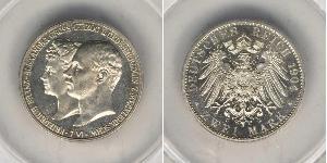 2 Mark Duchy of Mecklenburg-Schwerin (1352-1918) 銀 Frederick Francis IV, Grand Duke of Mecklenburg (1882 - 1945)