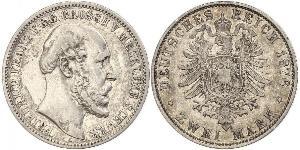 2 Mark Duchy of Mecklenburg-Schwerin (1352-1918) 銀 弗里德里希·弗朗茨二世 (梅克伦堡-什未林)