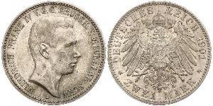 2 Mark Duchy of Mecklenburg-Schwerin (1352-1918) 銀 Frederick Francis IV, Grand Duke of Mecklenburg (1882 - 1945)