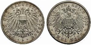 2 Mark Free City of Lübeck 銀 