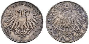 2 Mark Free City of Lübeck 銀 