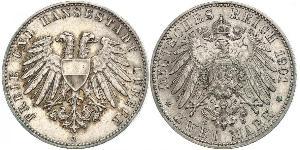2 Mark Free City of Lübeck 銀 