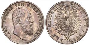 2 Mark Kingdom of Württemberg (1806-1918) 銀 卡尔一世 (符腾堡)