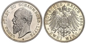 2 Mark 利珀親王國 (1123 - 1918) 銀 格奧爾格 (紹姆堡-利珀)