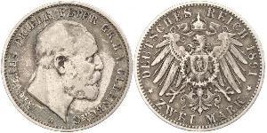 2 Mark 奥尔登堡大公国 (1814 - 1918) 銀 彼得二世 (奥尔登堡) (1827 - 1900)