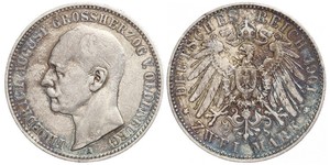 2 Mark 奥尔登堡大公国 (1814 - 1918) 銀 弗里德里希·奥古斯特三世 (萨克森国王)