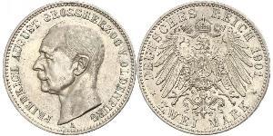 2 Mark 奥尔登堡大公国 (1814 - 1918) 銀 弗里德里希·奥古斯特三世 (萨克森国王)