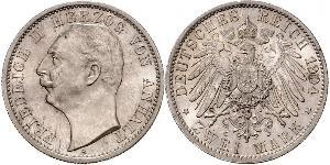 2 Mark 安哈尔特-德绍 / 安哈尔特公国 (1806 - 1918) 銀 弗里德里希二世 (安哈尔特) (1856 - 1918)