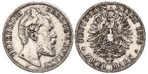 2 Mark 安哈尔特-德绍 / 安哈尔特公国 (1806 - 1918) 銀 弗里德里希一世 (安哈尔特) (1831 - 1904)