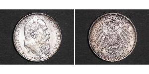 2 Mark 巴伐利亞王國 (1806 - 1918) 銀 奥托 (巴伐利亚国王)