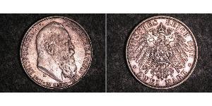 2 Mark 巴伐利亞王國 (1806 - 1918) 銀 奥托 (巴伐利亚国王)