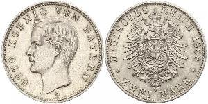 2 Mark 巴伐利亞王國 (1806 - 1918) 銀 奥托 (巴伐利亚国王)
