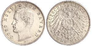 2 Mark 巴伐利亞王國 (1806 - 1918) 銀 奥托 (巴伐利亚国王)