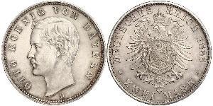 2 Mark 巴伐利亞王國 (1806 - 1918) 銀 奥托 (巴伐利亚国王)