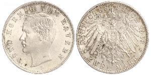 2 Mark 巴伐利亞王國 (1806 - 1918) 銀 奥托 (巴伐利亚国王)