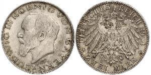 2 Mark 巴伐利亞王國 (1806 - 1918) 銀 路德维希三世 (巴伐利亚) (1845 – 1921)