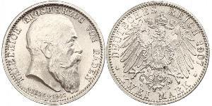 2 Mark 巴登大公國 (1806 - 1918) 銀 弗里德里希一世 (巴登)