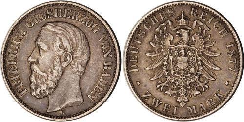 2 Mark 巴登大公國 (1806 - 1918) 銀 弗里德里希一世 (巴登)